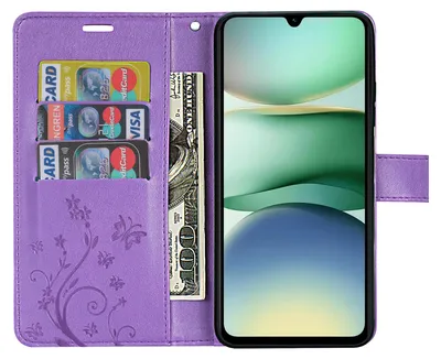 Produktbild von Handy Tasche für Xiaomi Redmi A5 Handyhülle Blumen Hülle Wallet Case Flipcover in Lila