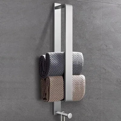 Immagine prodotto di Portasciugamani senza foratura - Barra adesiva - Organizzazione del bagno - Acciaio inossidabile - 43,5 cm - Argento