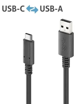 Produktbild von PureLink USB-C auf USB-A Kabel - USB 3.2 Gen2x1, 3A, 10Gbps - PureInstall 1,0m