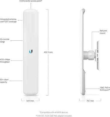 Image de Point d'accès Ubiquiti airMAX Lite AP LAP-120 5GHz 16dBi