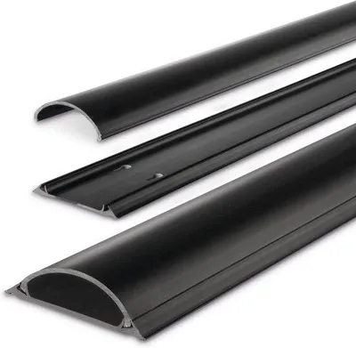 Produktbild von Selbstklebender Kabelschutzschlauch schwarz - 1 Meter Länge - halbrunder PVC-Kabelschutz - Kabelorganizer - Kabelmanagement-System