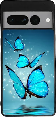 Produktbild von TPU Silikon Hülle für Google Pixel 7 Handy Cover Case Schutzhülle Handyhülle Bumper MOTIV 4 Schmetterling Blau