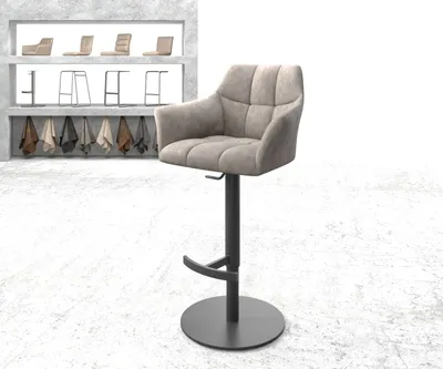 Produktbild von DELIFE Barstuhl Yulo-Flex Vintage Taupe Drehfuß höhenverstellbar Metall