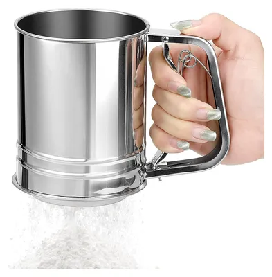 Produktbild von Edelstahl Mehlsieb mit Griff Einhand-Mehlsieb Feinmaschiges Sieb Küchensieb, Mehl und Puderzuckersieber, Sichere, Einfache Bedienung zum feinen Bestäuben und Bestreuen