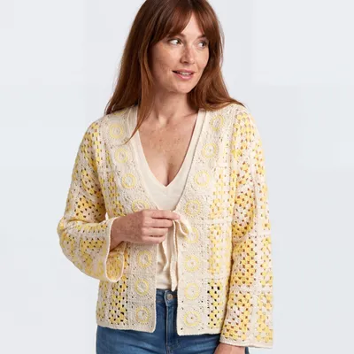 Produktbild von Cardigan Damen Sommerjacke 38 40 42 leichter Häkel Strick Bolero