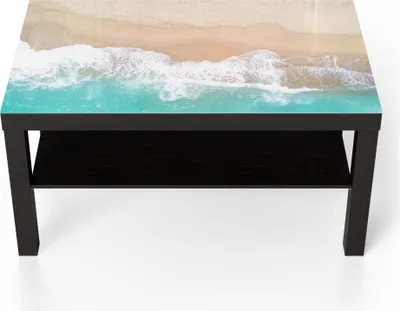 Produktbild von DEQORI Couchtisch 90x55 cm Schwarz 'Wellen brechen am Strand' Glas Beistelltisch