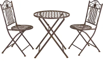 Produktbild von Bistro set 'Biella' 3-dielny skladací kovový z nerezovej ocele hnedej farby