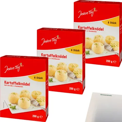 Produktbild von Jeden Tag 6 Kartoffel-Knödel im Kochbeutel 3er Pack (3x200g Packung) + usy Block