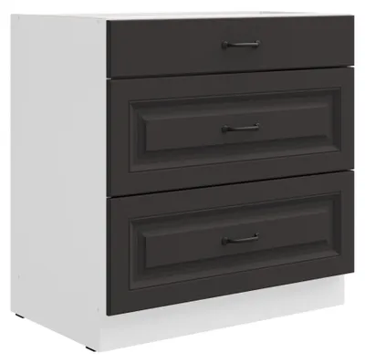 Produktbild von Küchen Unterschrank 80 cm Stilo Grau Vollauszug Soft-Close Küche Küchenzeile
