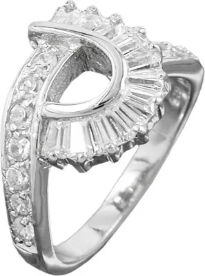 Produktbild von P Form - Ring Damenring mit Zirkonia 925 Silber rhodiniert Innenumfang 54mm  Ø17.2mm