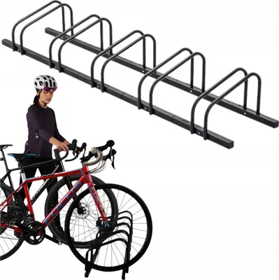 Zdjęcie produktu dla FIT4MED | Stojak na 5 rowerów - czarny - 29x27x170 cm - Wytrzymały dwustronny stojak rowerowy