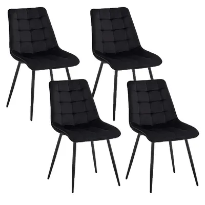 Productafbeelding van Eetkamerstoelen, fluwele bekleding, metalen poten, zwart
