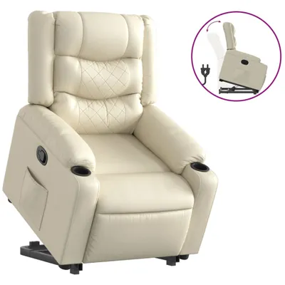 Image de Fauteuil relax avec releveur Crème Similicuir
