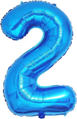 Produktbild von GROSSER BLAUER FOLIENBALLON ZAHLEN SIE 2 FÜR DEN GEBURTSTAG, 100 cm, 42 Zoll