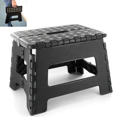 Produktbild von Famanu Klappbare Hocker Praktische Sitzhilfe - Schwarz/Grau