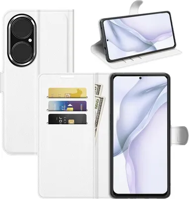 Produktbild von König Design Hülle kompatibel mit Huawei P50 Kunstleder Handyhülle - Handy Case Weiß