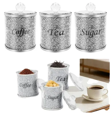 Produktbild von Kaffeezuckertee Aufbewahrungsbehälter, Glas, Edelstahldeckel, Silber