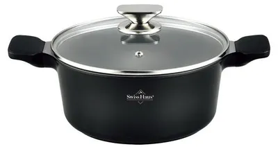 Image de Faitout 30cm avec couvercle 7,2L Tous feux dont induction Noir Swiss Haus SH-BC30B