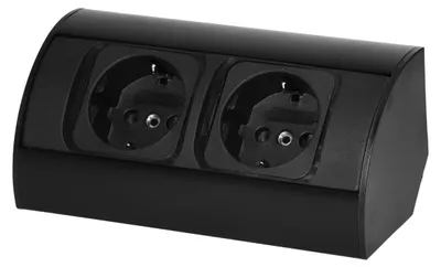 Zdjęcie produktu dla Gniazdo blat ORNO OR-AE-1303(GS)/B, 2 gniazda Schuko 2P+E, 16A, 3680W, montaż natynkowy, czarne