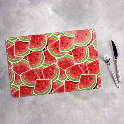 Produktbild von Tischset 6x45x30 cm + 6x10fi cm Platzset Tischmatte Platzmatte Untersetzer - Wassermelone Frucht