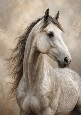 Produktbild von Pferde Poster DIN A2 – Elegantes weißes Pferd Portrait, matt