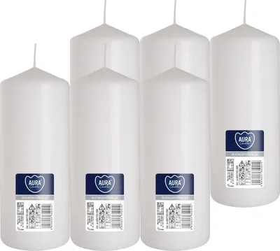 Obrázek produktu pro BISPOL Aura 48H válcová svíčka 15CM SW60/150 BÍLÁ 6ks.