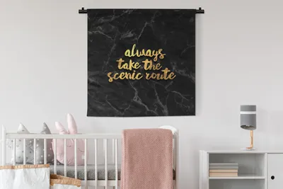 Produktbild von MuchoWow® Wandteppich Wandbehang Zitat - Sprichwörter - Gold - Marmor 90x90 cm Tapisserie Dekoration Wandtuch - Wandaufhänger