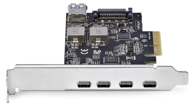 Obrázok produktu pre StarTech.com PS4C3IA3-USB-C-CARD, Pcie, USB Typ-C, Plná výška / nízky profil, PCI 3.0, SATA 15-pin, Čierna