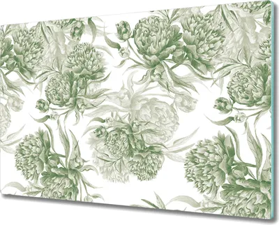 Produktbild von Glas-Herdabdeckplatte Glaskeramikkochfeld-Abdeckung Spritzschutz - 80x52 cm - Grüne Pfingstrosen