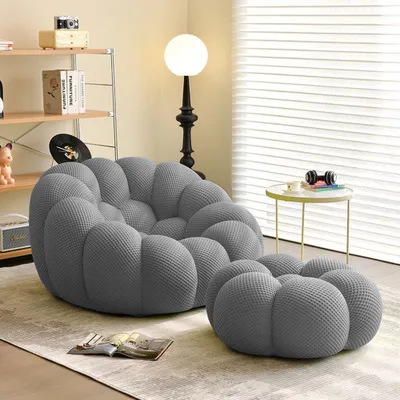 Produktbild von Sofa Lazy Sofa Einzelsessel Lässiger kreativer Relaxsessel Bequem mit Fußhocker Grau