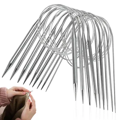 Produktbild von Rundstricknadeln Set 9 Stück 120 cm 2-8 mm Edelstahl für Handarbeiten