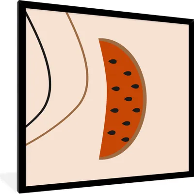 Produktbild von MuchoWow® Gerahmtes Poster Sommer - Wassermelone - Linien 40x40 cm - Poster mit Schwarzem Bilderrahmen Wandposter Rahmen Foto Bilder - Mit Rahmen - Wanddekoration Schlafzimmer