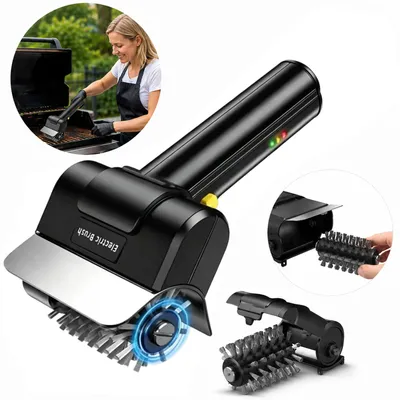 Produktbild von Elektrische BBQ-Reinigungsbürste 2000mAh, Handschuhe und Schaber, 3-in-1 Set, rotierende Bürste, ergonomischer Griff, kraftvoll für alle Grillarten