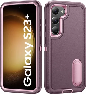 Immagine prodotto di Custodia per Samsung Galaxy S23+ Custodia protettiva ibrida antiurto a tre strati con supporto Viola