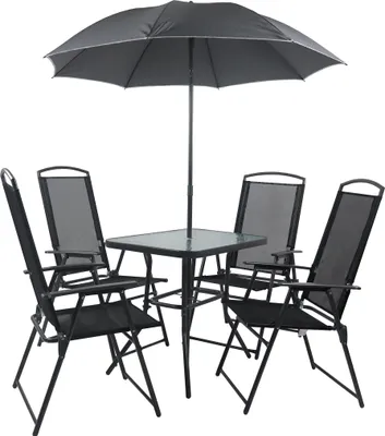 Produktbild von VCM 5-tlg Gartenmöbel Set | Sitzgruppe Essgruppe | 1xTisch, 4x Stühle | Tisch Maße ca. H. 70 x B. 80 x T. 55 cm | Hochlehner Set 80