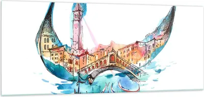 Produktbild von Bilder auf glas - Gondel Gondoliere illustration Kultur - 100x40cm - Glasbilder - Wandbilder - Kunstdruck - Wanddekoration aus Glas - Glas Bilder - Wandbild auf Glas - GAB100x40-3039