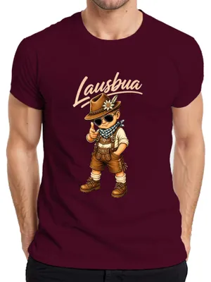 Obrázek produktu pro Lausbua, pánské kožené kraťasy, , Bavorsko, dámské šaty "Dirndl", "Wiesn", alpský motiv, pánské tričko, barva: vínová, velikost: 3XL