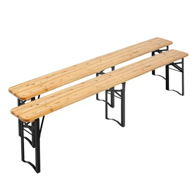 Produktbild von 2er-Set Klappbänke von 180 cm Braun - Oviala Munich