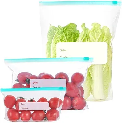 Produktbild von 90er Pack herstellbare Tiefkühltüten, Tiefkühltüten, Sandwichbeutel, Salatbeutel für Fleisch, Obst und Gemüse Snacks (3 Größen)