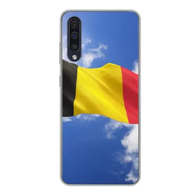 Produktbild von MuchoWow® Handyhülle Schutzhülle Hülle für Samsung Galaxy A50 Die Flagge Belgiens weht am Himmel Silikon Softcase Handy Hülle - Mobiltelefonhülle