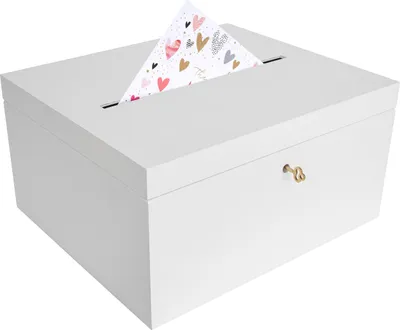 Image de Creative Deco Boîte en Bois Blanc avec Couvercle et Clé - 29 x 25 x 15 cm