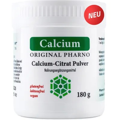 Produktbild von Calcium-Citrat Pulver – Pures Calcium-Citrat ohne Zusätze - 180 g | 1 Dose [Original-Pharno]