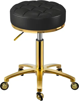 Imagen del producto de Silla giratoria con altura ajustable de 43 a 55 cm, tapizada en cuero sintético (PU), con ruedas, capacidad de carga de hasta 150 kg, ideal para oficina y salón
