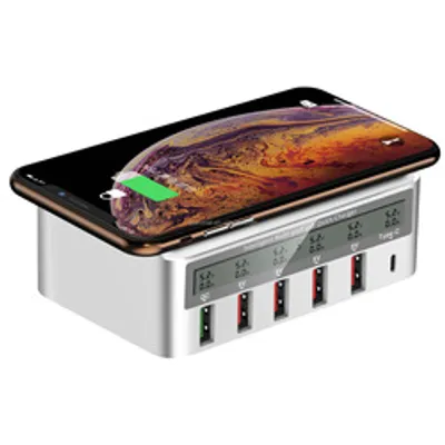Produktbild von ANTCOOL Wireless Phone Charger Multi-Port USB Charging Stick Plug QC3.0 Fast Charge PD20W Multi-Port Ladegerät (Weiß)