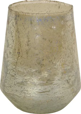 Produktbild von Windlicht Teelichthalter Glas grün/silber matt Ø16cm H20cm Deko