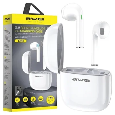 Obrázek produktu pro Sluchátka Awei Bluetooth 5.0 T28 Tws+ Dokovací stanice bílá/bílá
