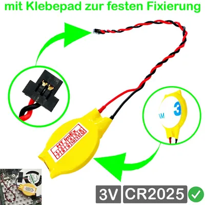 Produktbild von Notebook PC RTC CMOS Battery CR2025 with Cable and 2-Pin Connector 6mm x 3mm