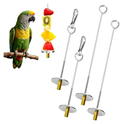 Produktbild von 4 Stück Vogelspieße aus Edelstahl für die Fütterung von Papageien und Sittichen