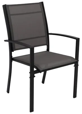 Produktbild von Gartensessel Stapelsessel Metall anthrazit + Textilgewebe schwarz, 4-er Set