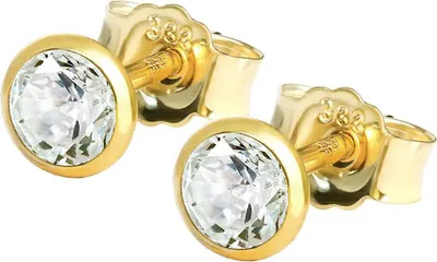 Produktbild von Paar Kleine Ohrstecker 4,0mm Gelbgold 333 8 Karat Gold Ohrringe Zirkona Weiß